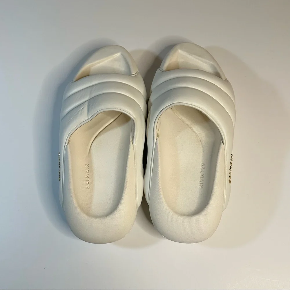 Balmain White B-IT Mules Men’s 7  Women’s 9
